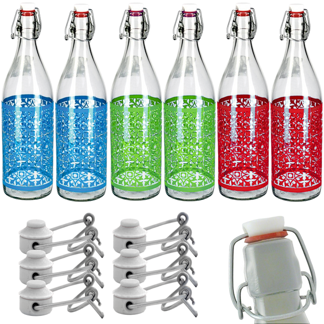 Bottiglie Grandi Vetro Forme Colorate Con Tappo Ermetico Acqua Vino Olio Orzata