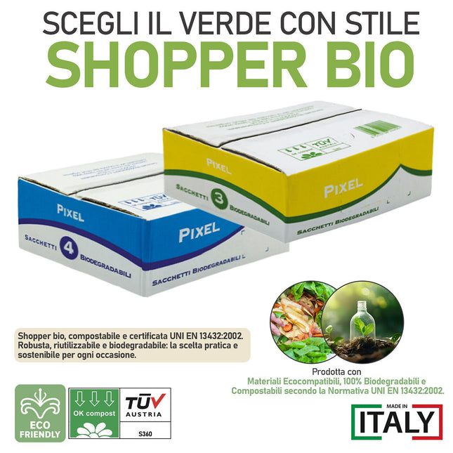 Alaska Buste Shoppers Sacchetti Biodegradabili Riutilizzabili Con Manici, 1-2-4 Pacchi