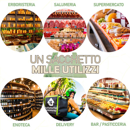 Buste Shoppers Sacchetti Biodegradabili Riutilizzabili con Manici, 1-2-4 Pacchi
