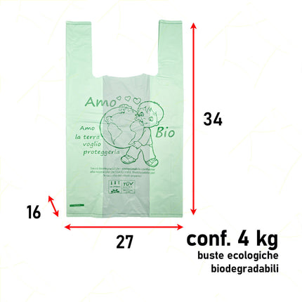 Buste Shoppers Sacchetti Biodegradabili Riutilizzabili con Manici, 1-2-4 Pacchi