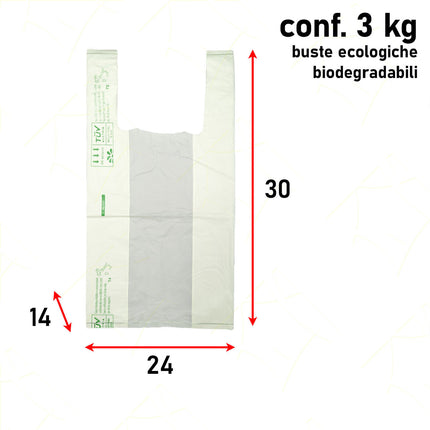 Buste Shoppers Sacchetti Biodegradabili Riutilizzabili con Manici, 1-2-4 Pacchi