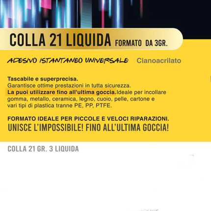 Colla 21 Istantanea Liquida – Adesivo Cianoacrilato Universale Senza Solventi 21 Campania