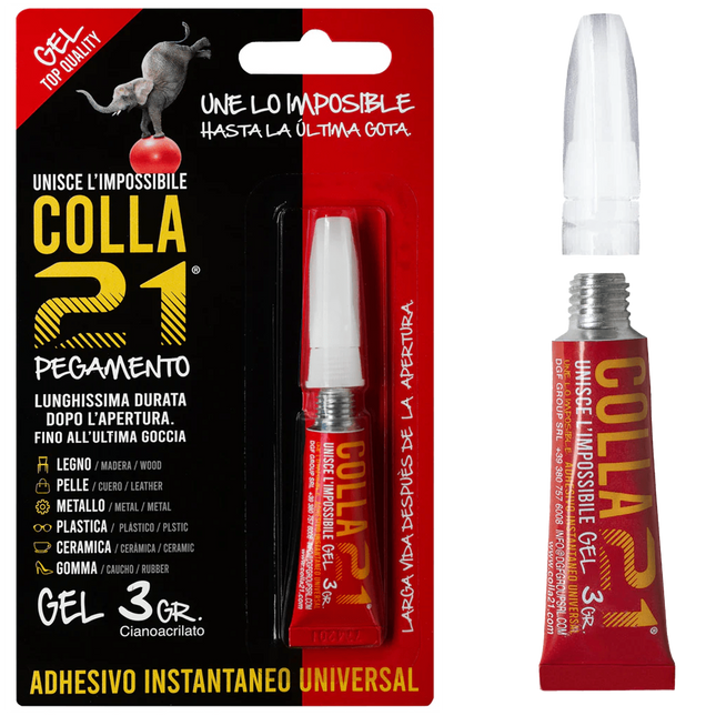 Colla 21 Gel – Adesivo Cianoacrilato Tixotropico Non Cola per Superfici Verticali e Riempimento 21 Campania