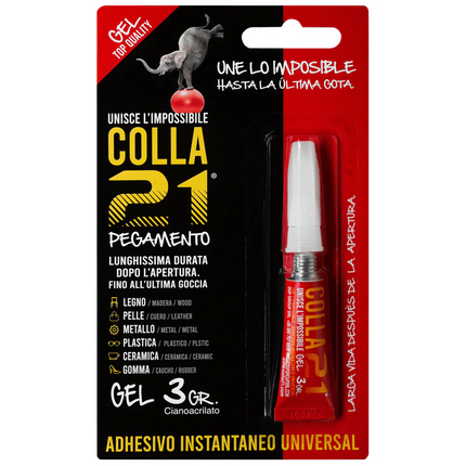 Colla 21 Gel – Adesivo Cianoacrilato Tixotropico Non Cola per Superfici Verticali e Riempimento 21 Campania