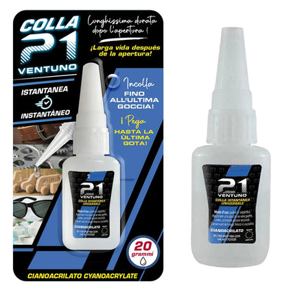 Colla Istantanea Cianoacrilato Universale – Metallo, Plastica, Ceramica, Gomma, Legno, Vetro – Colla21 21 Campania