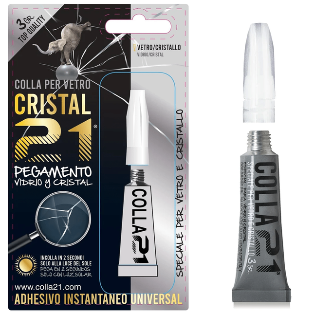 Adesivo UV per Vetro e Metallo — Cristal 21, Metacrilato Uretanico, Resistente Lavastoviglie 21 Campania