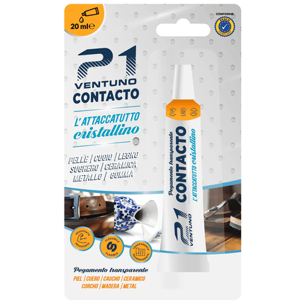 Colla 21 Contacto – Adesivo a Contatto Universale Policloroprenico Trasparente – Gomma Cuoio Legno Ceramica Pelle – Tubetto 20 ml 21 Campania