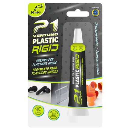 Colla 21 Plastic Rigid – Adesivo Trasparente per Plastiche Rigide PVC Plexiglass ABS – Saldante Chimico – Tubetto 20 ml 21 Campania