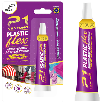 Colla 21 Plastic Flex – Adesivo a Contatto per Plastiche e Gomme Flessibili PVC ABS – Trasparente – Tubetto 20 ml 21 Campania