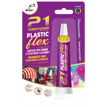 Colla 21 Plastic Flex – Adesivo a Contatto per Plastiche e Gomme Flessibili PVC ABS – Trasparente – Tubetto 20 ml 21 Campania