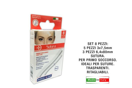 Cleanic Cerotti Per Suture, 8 Pz, 3X75Mm E 6,4X80Mm, Ipoallergenici Irge