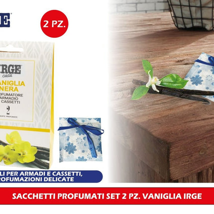 Sacchetti Profumati IRGE – Set 2 Pezzi, Scegli la Tua Fragranza Preferita! Vaniglia Irge