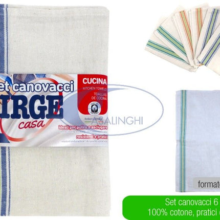 Casapiu' Srl Strofinaccio Spigato Conf. 6 Pz. Cm.50X70 Stoviglie Irge