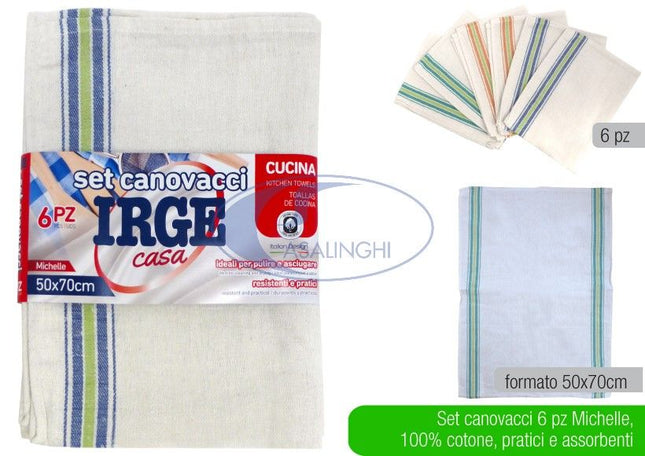 Casapiu' Srl Strofinaccio Spigato Conf. 6 Pz. Cm.50X70 Stoviglie Irge