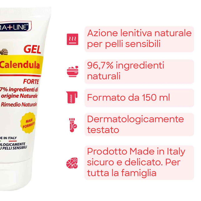 Farmaline Gel Calendula Forte 150 Ml – Formula Concentrata Per Pelli Sensibili, Naturale 96,7%
