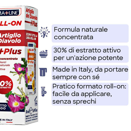 Farmaline Gel Roll-On Artiglio del Diavolo Plus 50 ml – Effetto Freddo Lenitivo, Formula Naturale