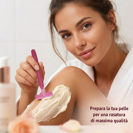 Irge Rasoi Usa e Getta per Donna a 3 Lame, con Striscia Lubrificante Aloe Vera e Vitamina E, Testina Flessibile Irge