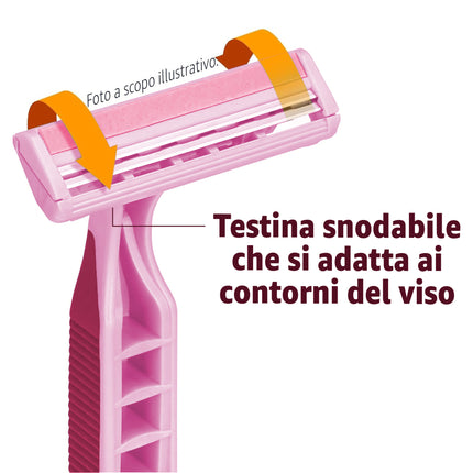 Irge Rasoi Usa e Getta per Donna a 3 Lame, con Striscia Lubrificante Aloe Vera e Vitamina E, Testina Flessibile Irge