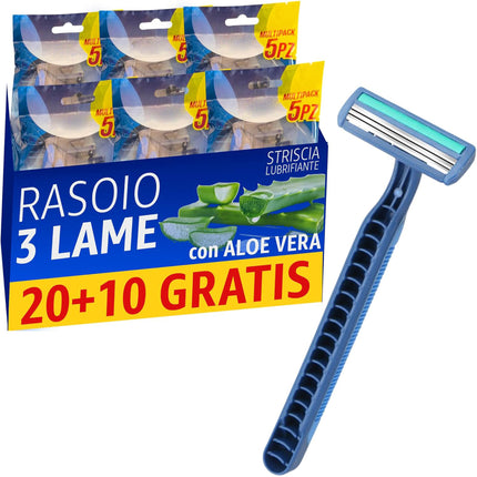 Irge Rasoi Usa e Getta per Uomo | Rasoio 3 Lame con Striscia Lubrificante Aloe Vera e Vitamina E Irge