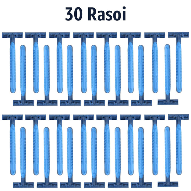 Irge Rasoi Usa e Getta per Uomo | Rasoio 3 Lame con Striscia Lubrificante Aloe Vera e Vitamina E x30 Rasoi (6 Confezioni) Irge
