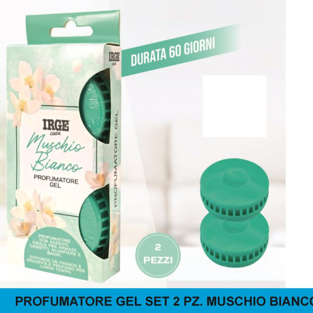 Profumatori Gel Set 2 Pezzi – Scegli la Fragranza che Ama il Tuo Spazio! Muschio Bianco Irge