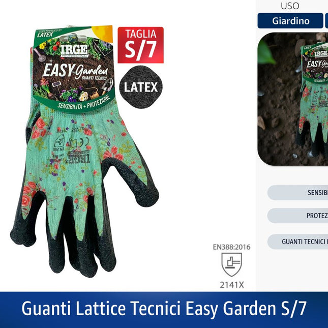 Guanti Tecnici Easy Garden in Lattice – Sensibilità e Protezione per Giardinaggio e Fai‑da‑Te (Taglie S/7 – M/8 – L/9) S 7 Irge