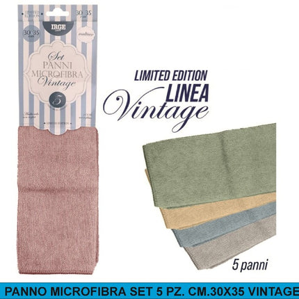 PANNO MICROFIBRA SET 5 PZ. CM.30X35 VINTAGE Irge
