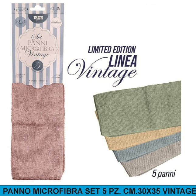 PANNO MICROFIBRA SET 5 PZ. CM.30X35 VINTAGE Irge