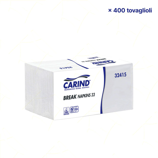 Carind Fazzoletti Tovaglioli Carta Monouso: Maxi Scorta 400 Pezzi, 33X33Cm, 1 Velo Cellulosa