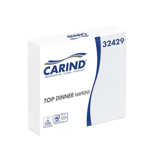 Tovaglioli Fazzoletti di Carta 2 Veli 38x38cm Top Dinner in Cellulosa Eleganti Grandi Piega 1/4 Bianco Singolo Carind
