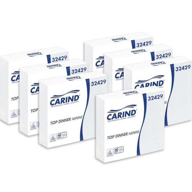 Carind Tovaglioli Fazzoletti di Carta 2 Veli 38x38cm Top Dinner in Cellulosa Eleganti Grandi Piega 1/4 Bianco 42 pezzi Carind