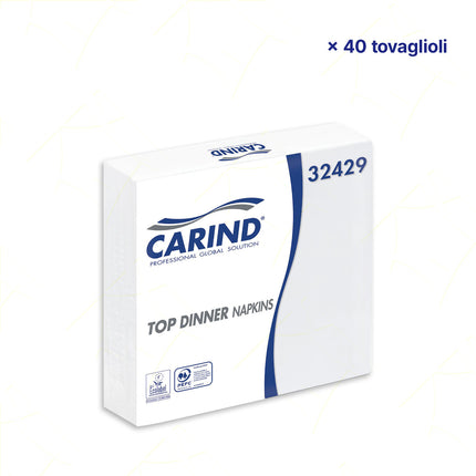 Tovaglioli Fazzoletti di Carta 2 Veli 38x38cm Top Dinner in Cellulosa Eleganti Grandi Piega 1/4 Carind