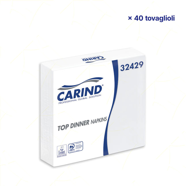 Tovaglioli Fazzoletti di Carta 2 Veli 38x38cm Top Dinner in Cellulosa Eleganti Grandi Piega 1/4 Carind