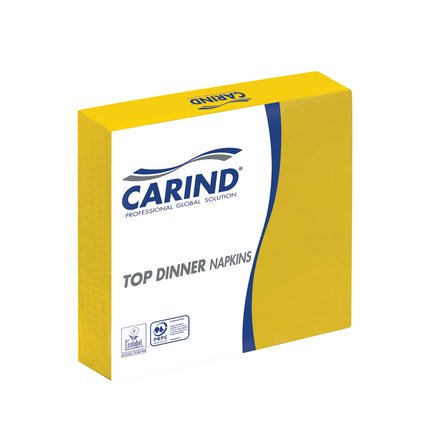 Tovaglioli Fazzoletti di Carta 2 Veli 38x38cm Top Dinner in Cellulosa Eleganti Grandi Piega 1/4 Giallo Singolo Carind
