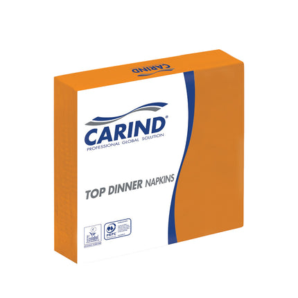 Tovaglioli Fazzoletti di Carta 2 Veli 38x38cm Top Dinner in Cellulosa Eleganti Grandi Piega 1/4 Arancione Singolo Carind