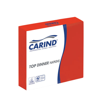 Tovaglioli Fazzoletti di Carta 2 Veli 38x38cm Top Dinner in Cellulosa Eleganti Grandi Piega 1/4 Rosso Singolo Carind
