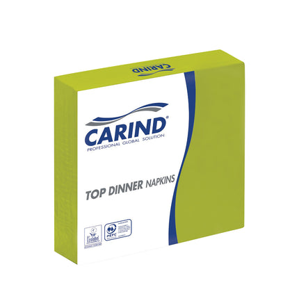 Tovaglioli Fazzoletti di Carta 2 Veli 38x38cm Top Dinner in Cellulosa Eleganti Grandi Piega 1/4 Kiwi Singolo Carind