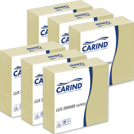 Carind Tovaglioli Fazzoletti di Carta 3 Veli 40x40cm Lux Dinner in Cellulosa Eleganti Grandi Piega 1/4 Bianco - Pranzo Cena Eventi Ristorante Cerimonie Feste Crema 16 pezzi Carind