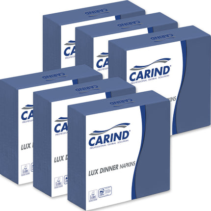 Carind Tovaglioli Fazzoletti di Carta 3 Veli 40x40cm Lux Dinner in Cellulosa Eleganti Grandi Piega 1/4 Bianco - Pranzo Cena Eventi Ristorante Cerimonie Feste Blu 16 pezzi Carind