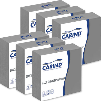 Carind Tovaglioli Fazzoletti di Carta 3 Veli 40x40cm Lux Dinner in Cellulosa Eleganti Grandi Piega 1/4 Bianco - Pranzo Cena Eventi Ristorante Cerimonie Feste Grigio 16 pezzi Carind