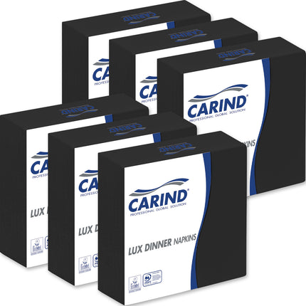 Carind Tovaglioli Fazzoletti di Carta 3 Veli 40x40cm Lux Dinner in Cellulosa Eleganti Grandi Piega 1/4 Bianco - Pranzo Cena Eventi Ristorante Cerimonie Feste Nero 16 pezzi Carind