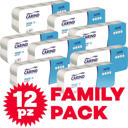 Carta Igienica Carind Dynamic 10 in Pura Cellulosa - Maxi Scorta 120 Rotoli (10x12) Carind