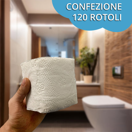Carta Igienica Carind Dynamic 10 in Pura Cellulosa - Maxi Scorta 120 Rotoli (10x12) Carind
