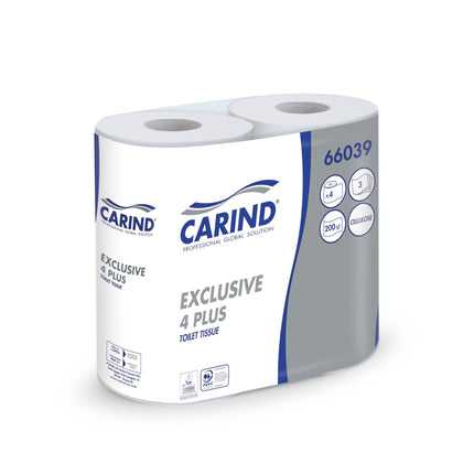 Carta Igienica Exclusive Confezione 4 Rotoli, 3 Veli In Cellulosa, 200 Strappi, Lunghezza Fino A 22 Metri, Uso Casalingo Hotel Formato Famiglia Pacco