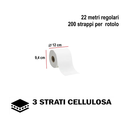 Carta Igienica Exclusive Confezione 4 Rotoli, 3 Veli In Cellulosa, 200 Strappi, Lunghezza Fino A 22 Metri, Uso Casalingo Hotel Formato Famiglia Pacco