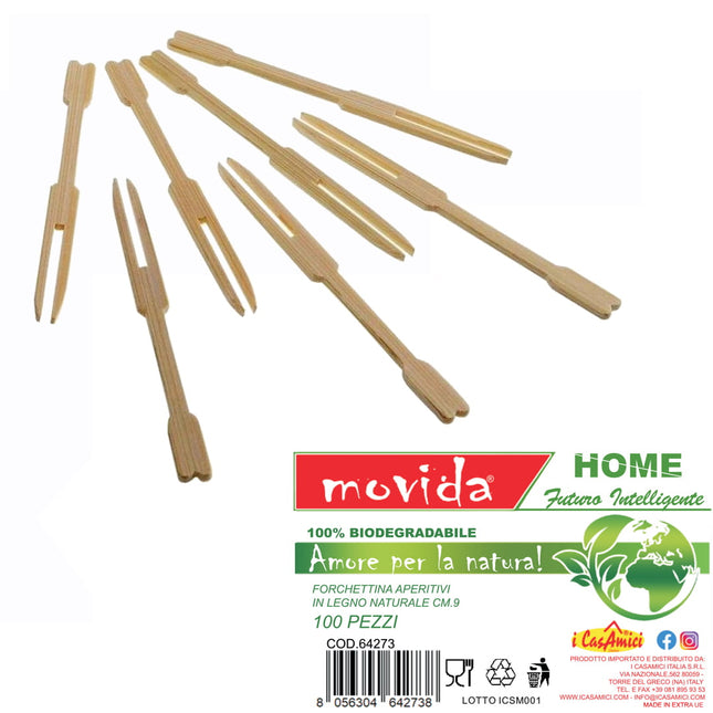 I Casamici Forchettine In Bamboo Biodegradabile A 2 Rebbi Confezione 100 Pezzi I CasaAmici