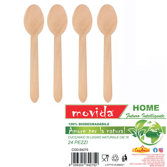 Cucchiaio Legno Bio Conf. 24 Pz. Cm.17 I CasaAmici