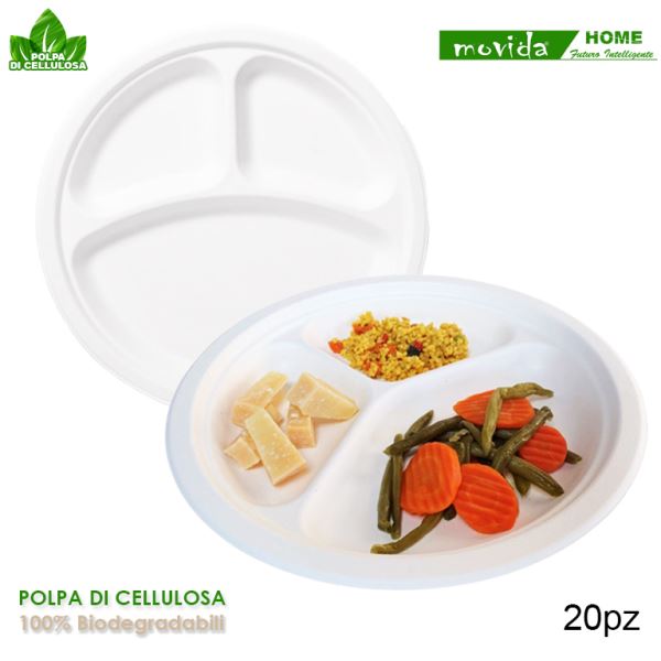Piatti A 3 Scomparti Cm.26 Conf. 20 Pz. Bio I CasaAmici