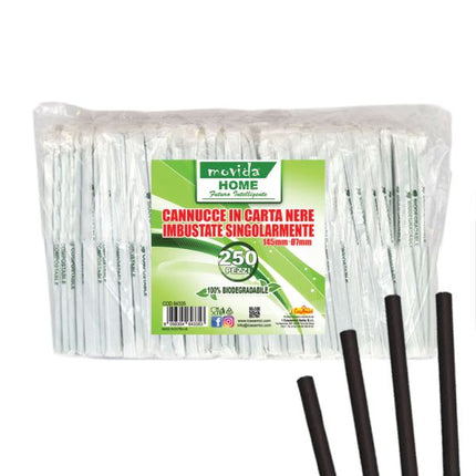 Cannucce Carta Bio Conf. 250 Pz. Cm.14,5X0,7 Nere Incart. I CasaAmici