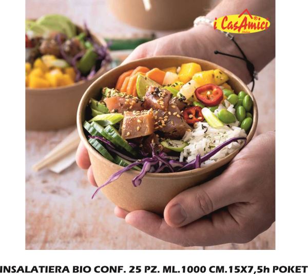 Insalatiera Bio Conf. 25 Pz. Ml.1000 Cm.15X7,5H Poket I CasaAmici